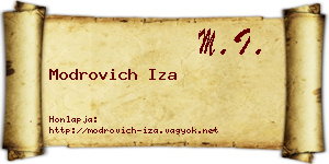 Modrovich Iza névjegykártya